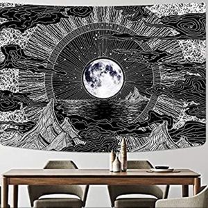 Black and White Moon Tapestry